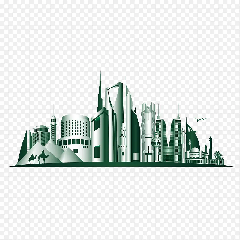 绿色沙特阿拉伯王国著名建筑
