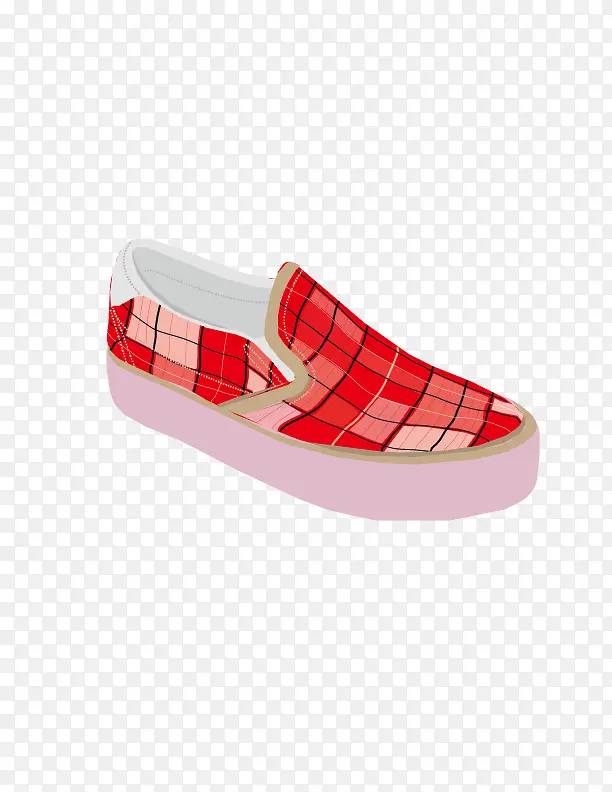 红色格子帆布鞋