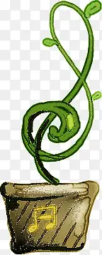 手绘梦幻绿色音符植物