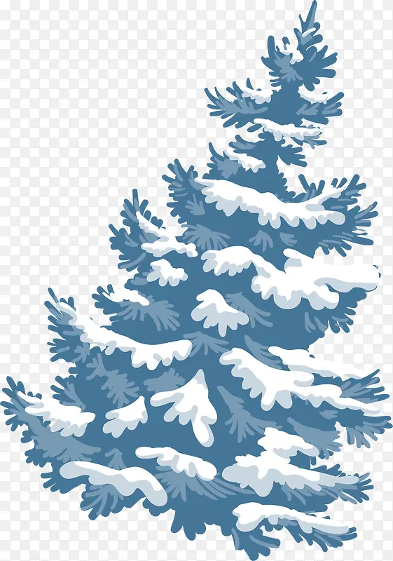 蓝色积雪圣诞树