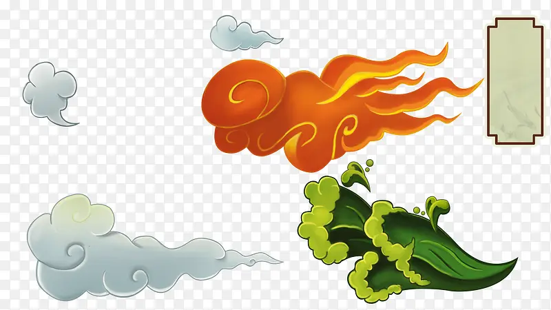 创意手绘质感黄色的祥云造型