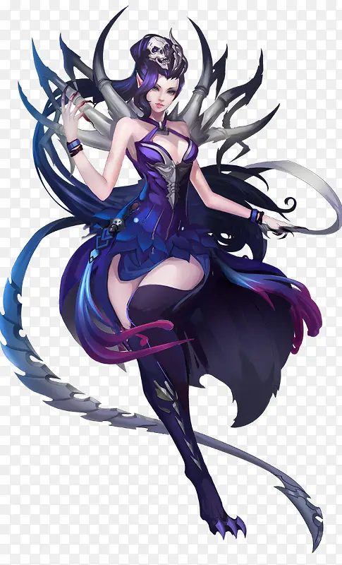 立绘蓝色蜘蛛妖姬