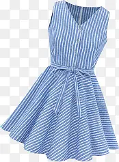 蓝色竖条裙子