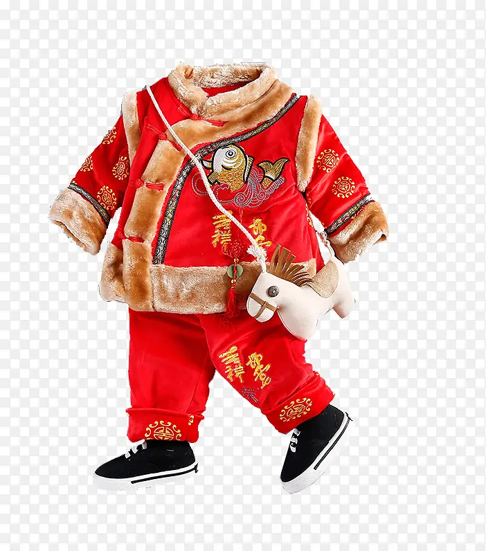 红色中国风唐装童装