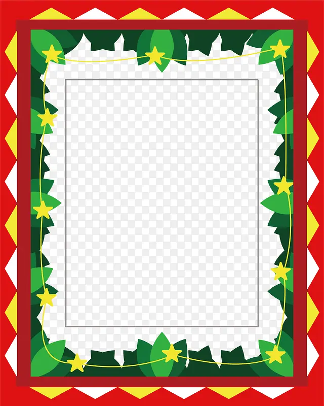 绿色树叶星星装饰圣诞相框