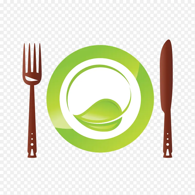 手绘绿色饮食餐盘元素