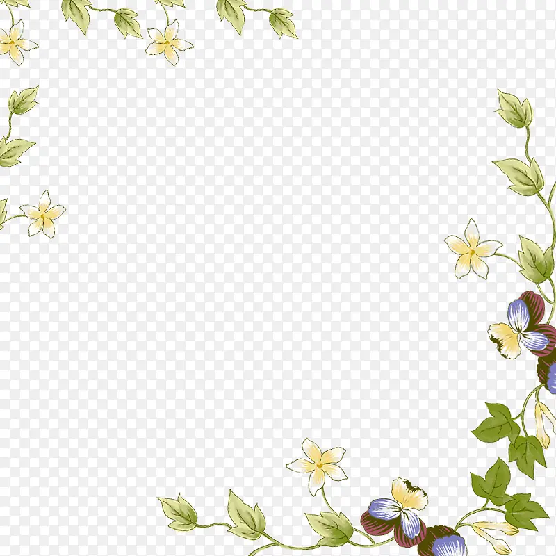 绿色藤蔓花朵边框纹理