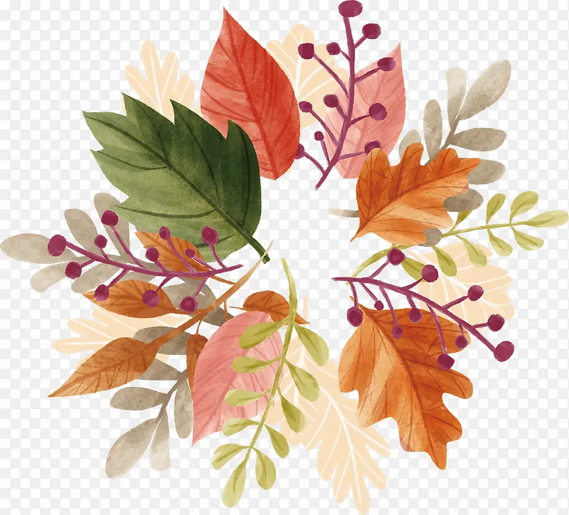 水彩秋天树叶标题框