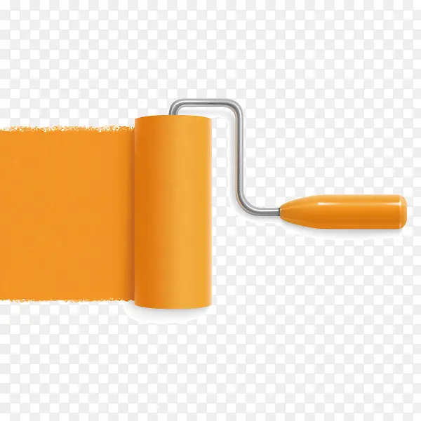 滚筒刷子 油漆 刷墙 橘黄色