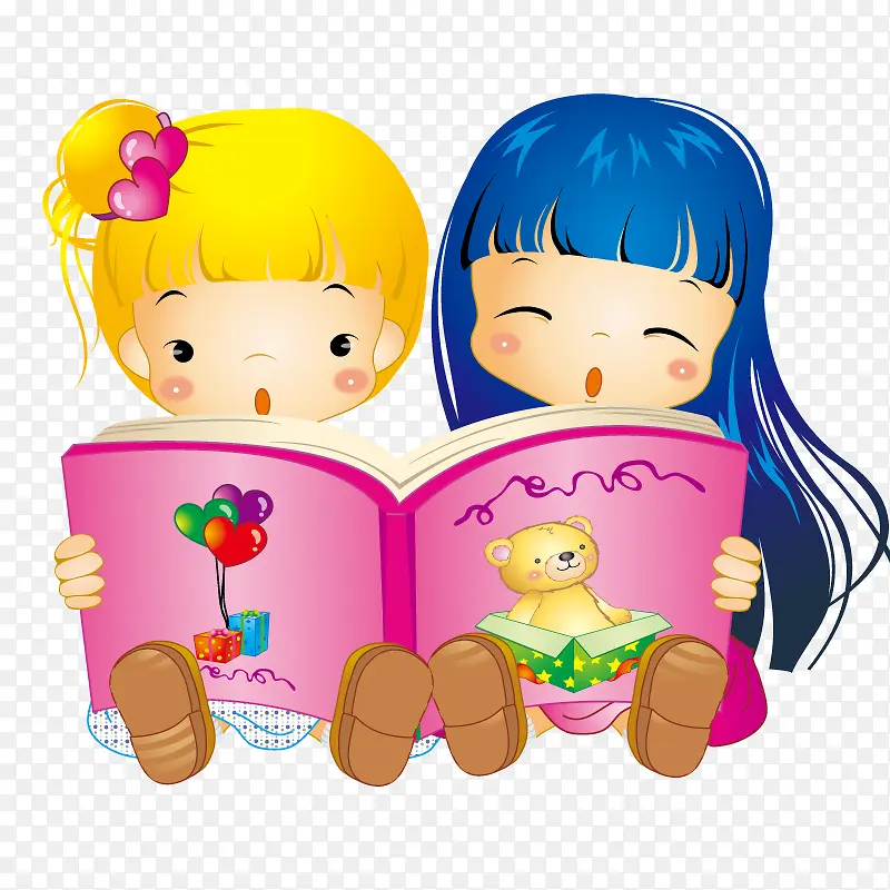 读着童话故事的小女生