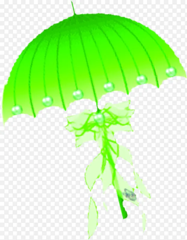 设计卡通绿色手绘雨伞