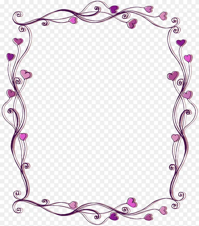 紫色爱心花纹边框