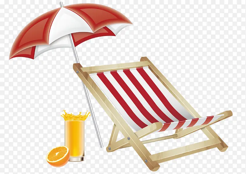 沙滩椅，遮阳伞矢量素材