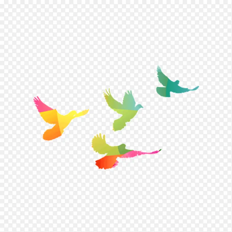 彩色扁平化飞翔的和平鸽