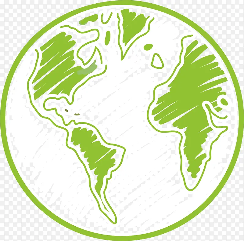 绿色扁平手绘地球