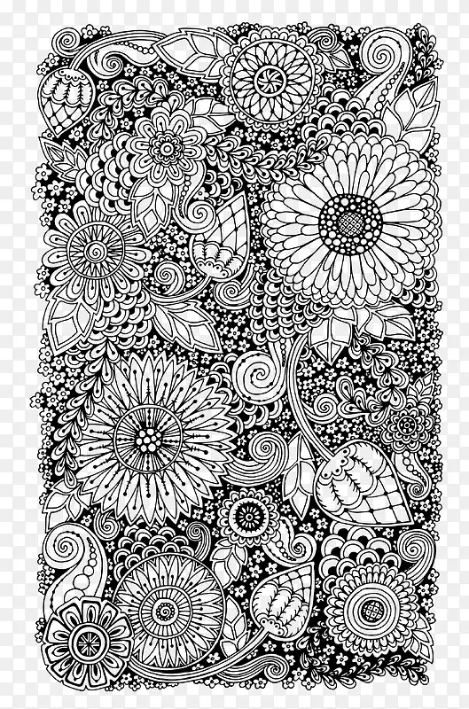 黑白装饰花纹矢量图