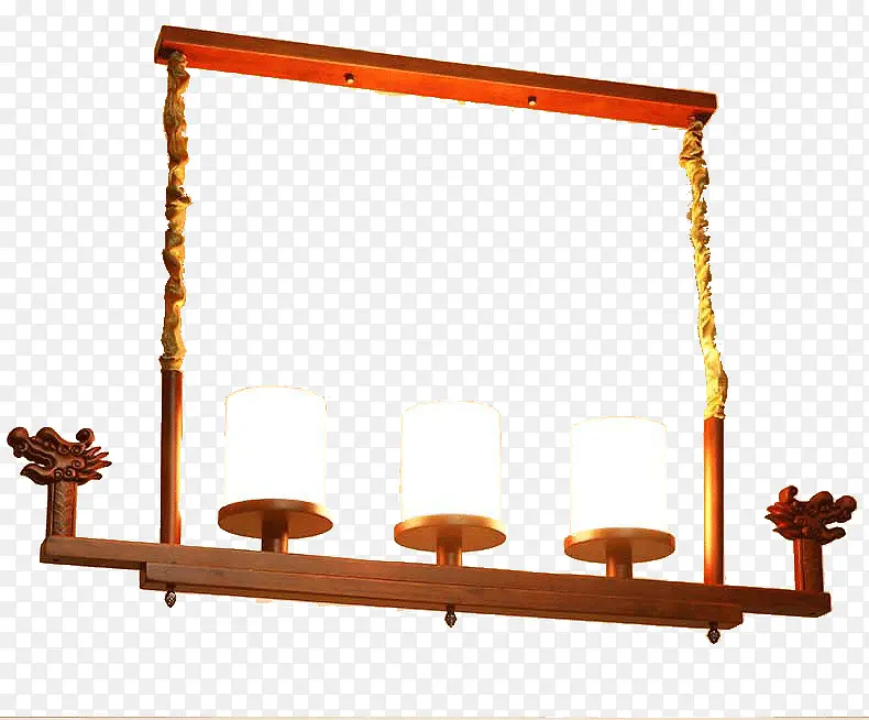 现代中式吊灯实木客厅餐厅复古玻