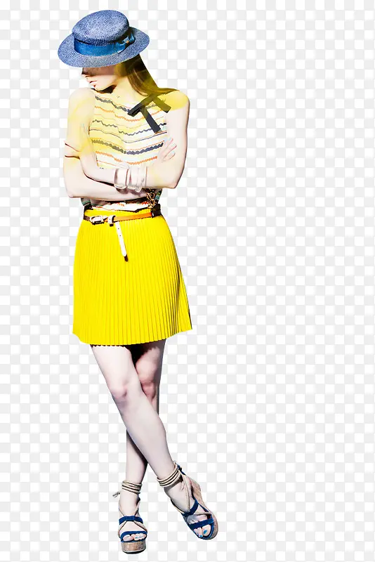 黄色夏季裙子模特