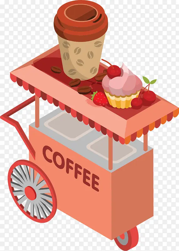 卡通立体咖啡餐车