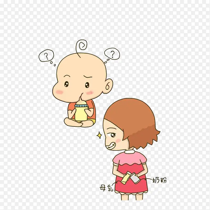 边喝奶边疑惑的小宝宝