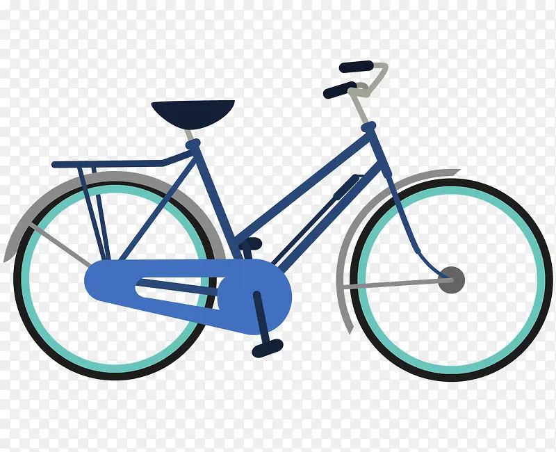 矢量卡通蓝色自行车