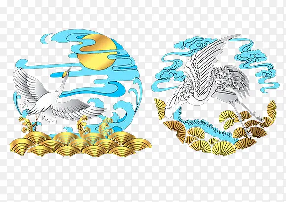 蓝色仙鹤图标