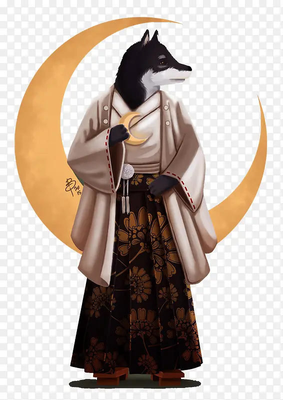 手绘精致和服哈士