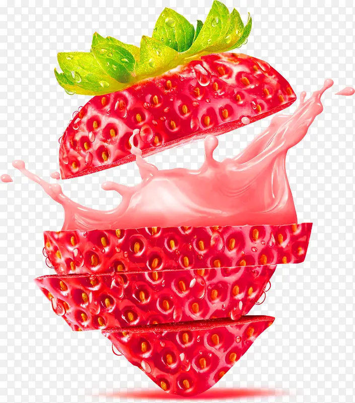红色简约切片草莓装饰图案