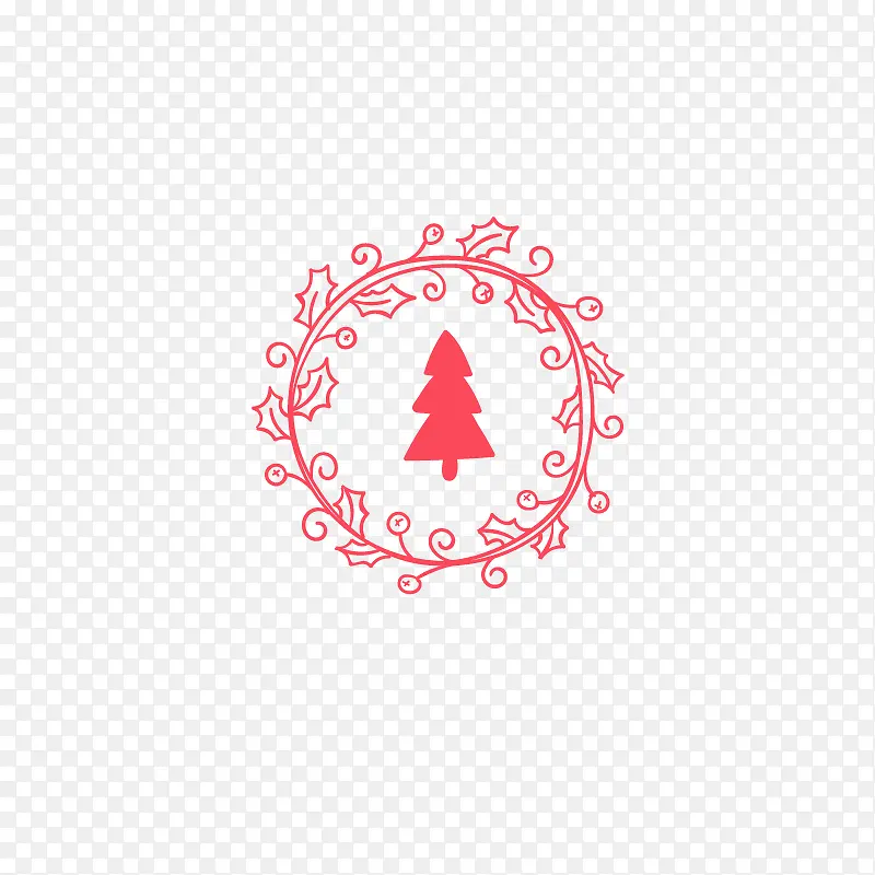 红色圣诞树花环框