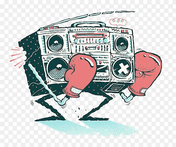 卡通拳击收音机