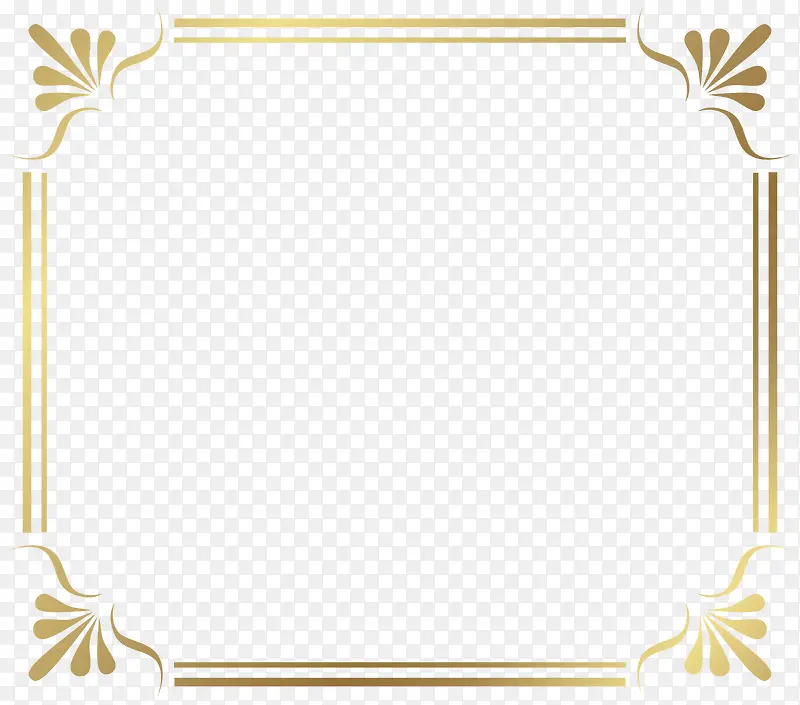 金色法式花纹边框PNG图片