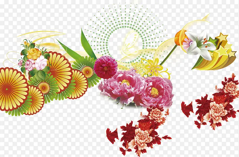 节日中式花朵装饰
