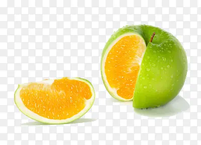 青苹果和橙子的合体效果图