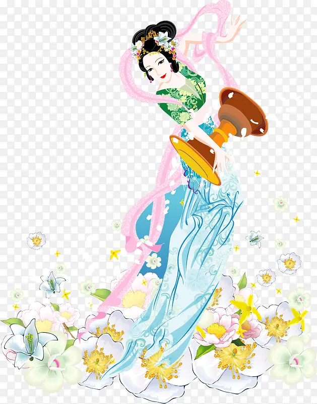 矢量手绘古代舞女PNG图片素材下载_图片编号9559641-PNG素材网