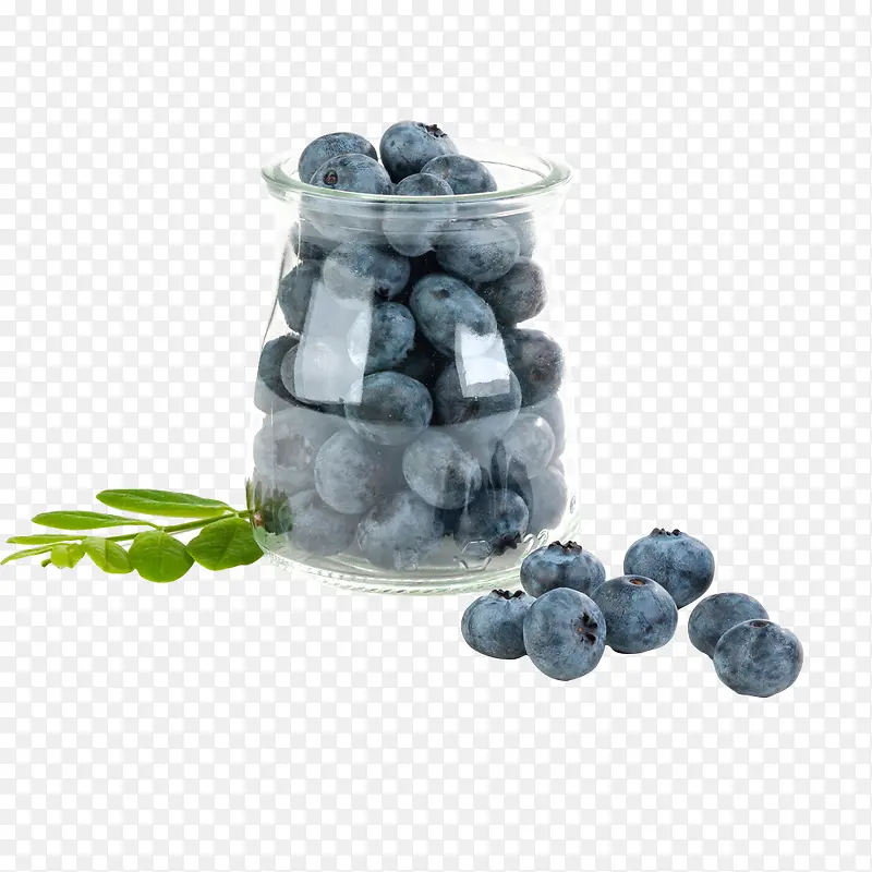 装瓶子里的水果蓝莓