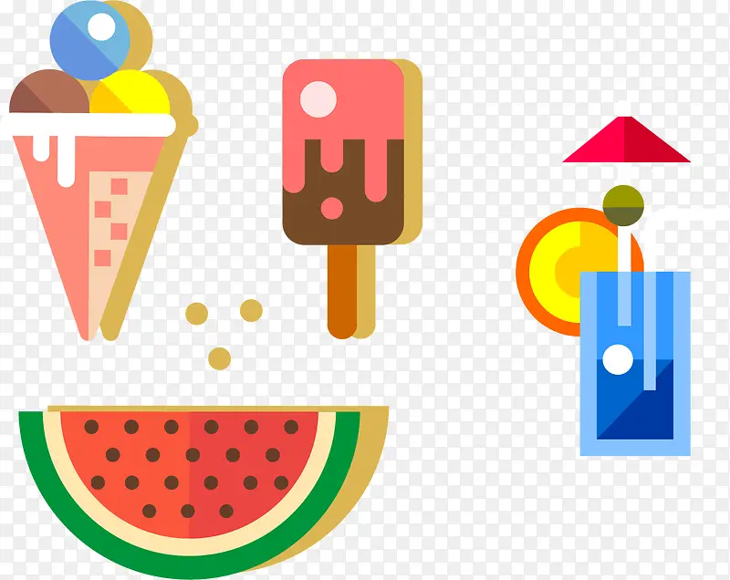 水果冰淇淋卡通矢量图