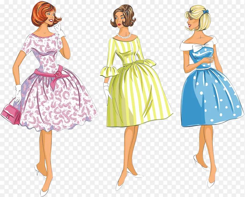 三个穿裙子女人
