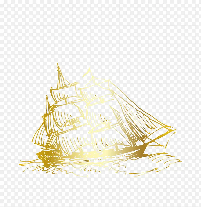 矢量金色帆船