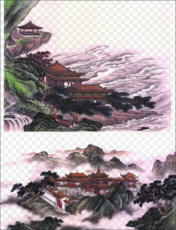 青墨山水建筑风景