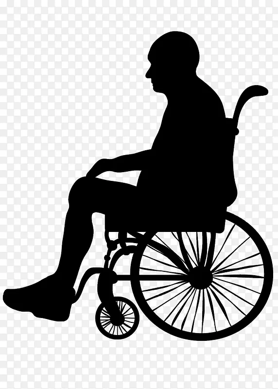 坐轮椅老人剪影