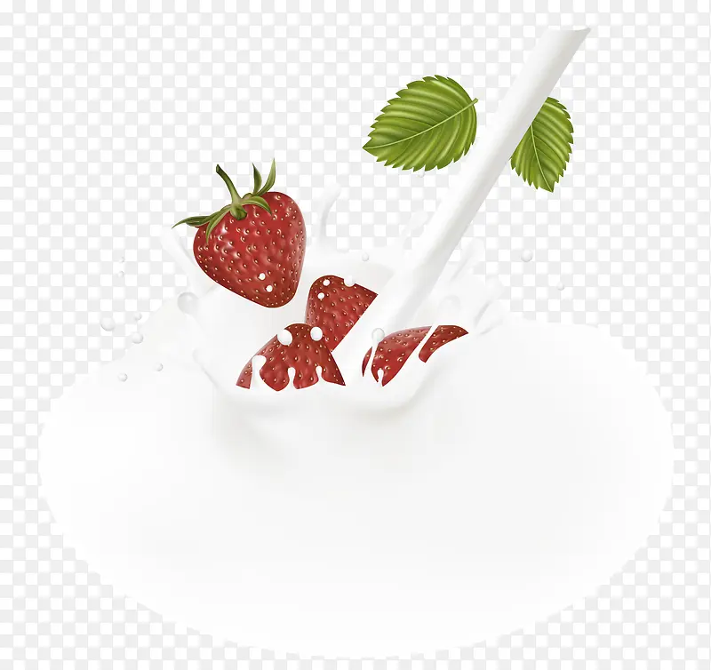 草莓牛奶奶花装饰图案