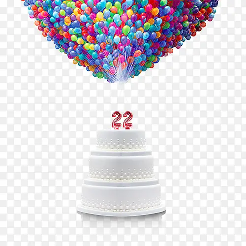 婚礼生日蛋糕上的彩色气球