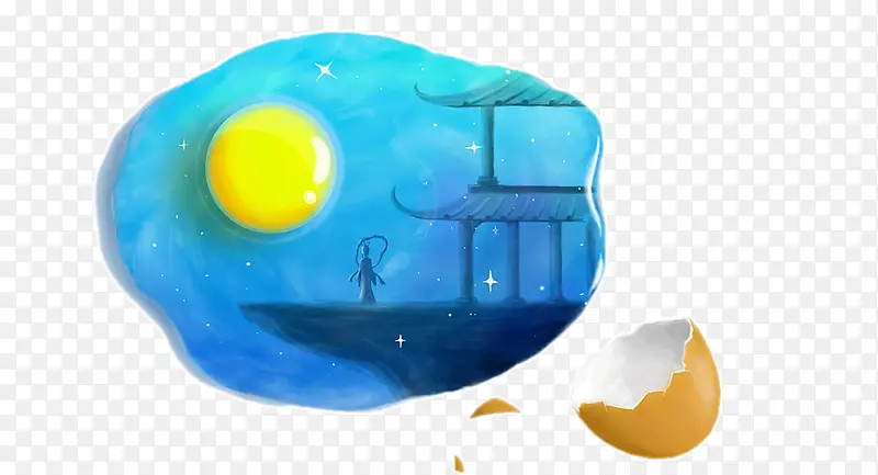 创意破壳蛋中秋元素