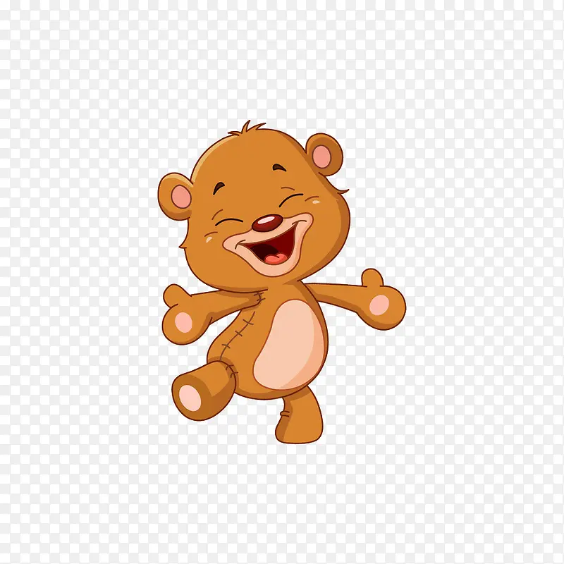 一只开心大笑的卡通熊玩偶
