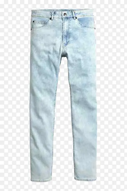 蓝白色水洗长裤