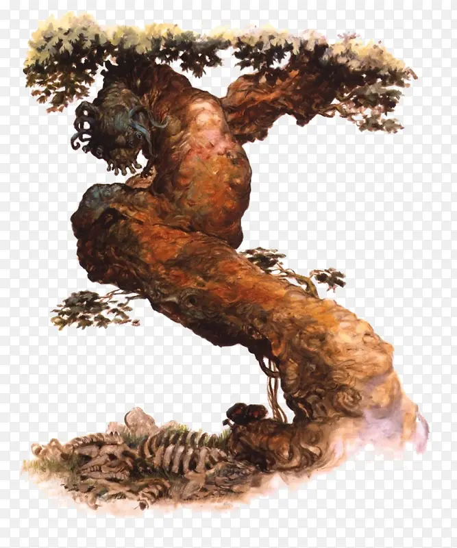 卡通复古大树