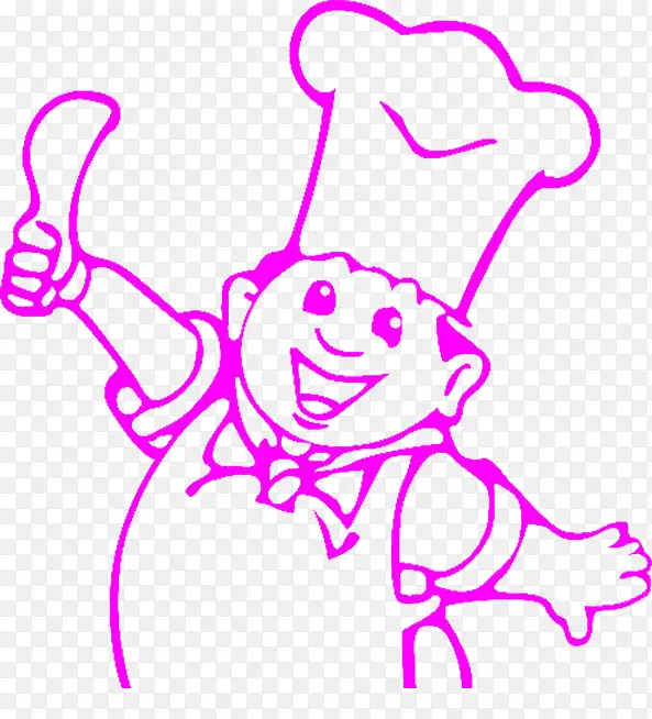 手绘卡通粉红色线条厨师大叔