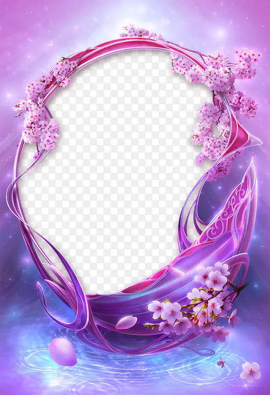 紫色花朵边框