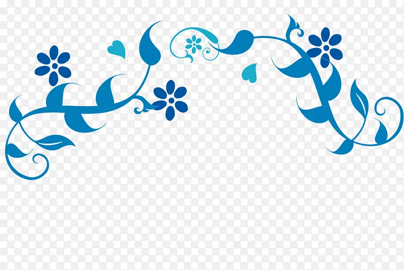 蓝色纹理花边叶子