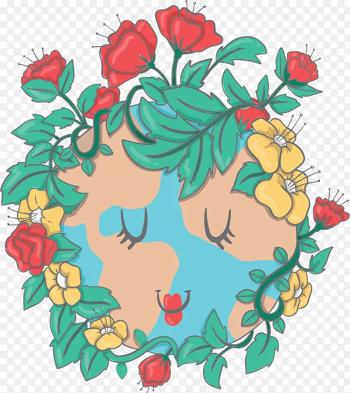 浪漫花藤地球海报